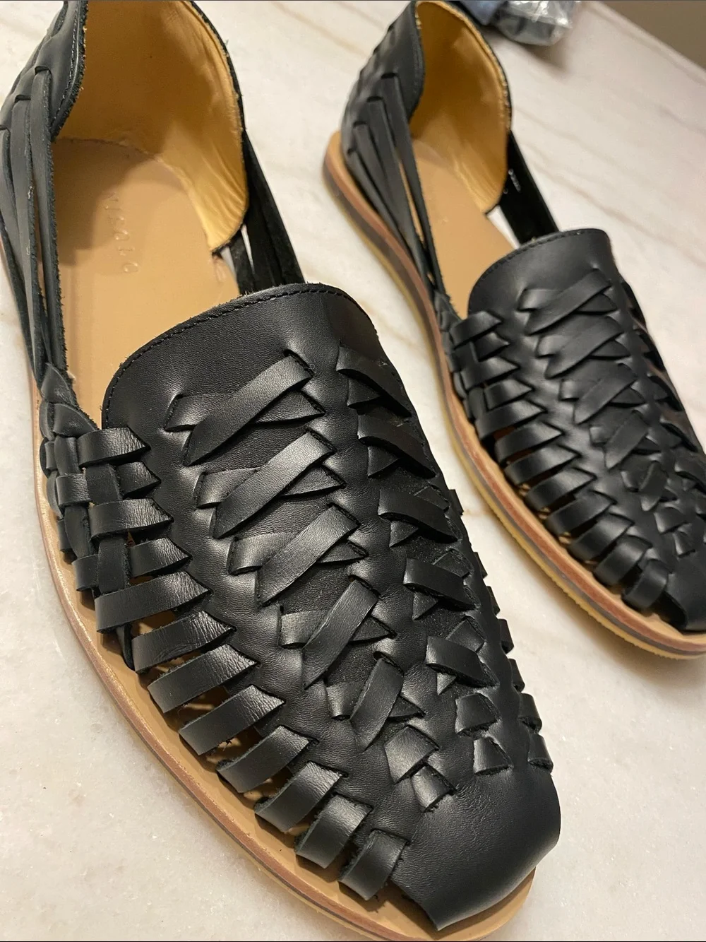 NISOLO Huarache Sandal black leather Loafers size 9